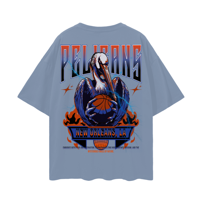 Pelicans Streetwear Oversize Deep Drop Shoulder Tee