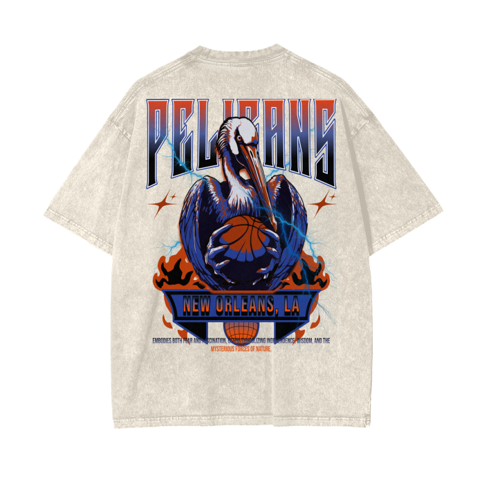 Pelicans Streetwear Oversize Deep Drop Shoulder Tee