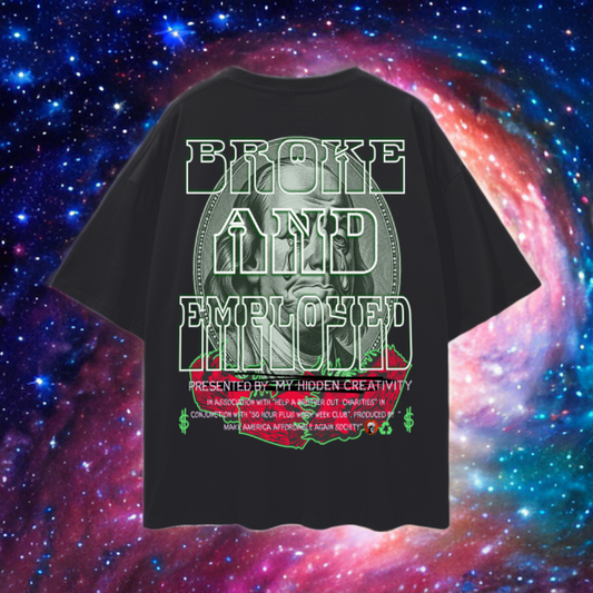 Broke And Employed Oversize Deep Drop Shoulder Tee