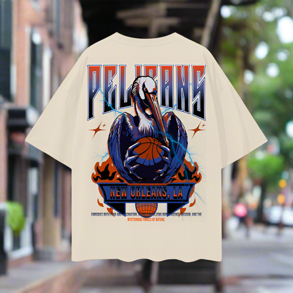 Pelicans Streetwear Oversize Deep Drop Shoulder Tee