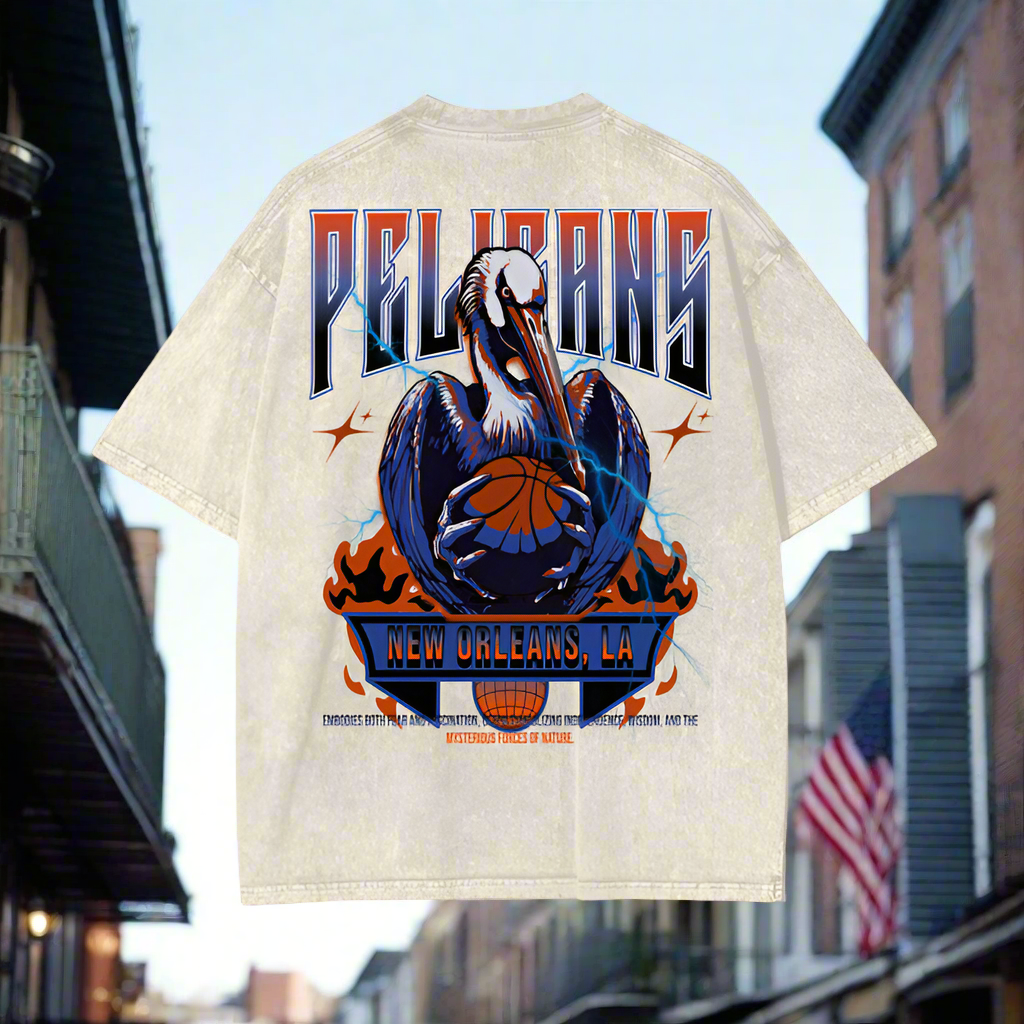 Pelicans Streetwear Oversize Deep Drop Shoulder Tee