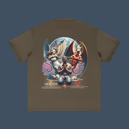 Good And Evil Tug Of War Streetwear Unisex Heavyweight Loose Fit FOG T-Shirt