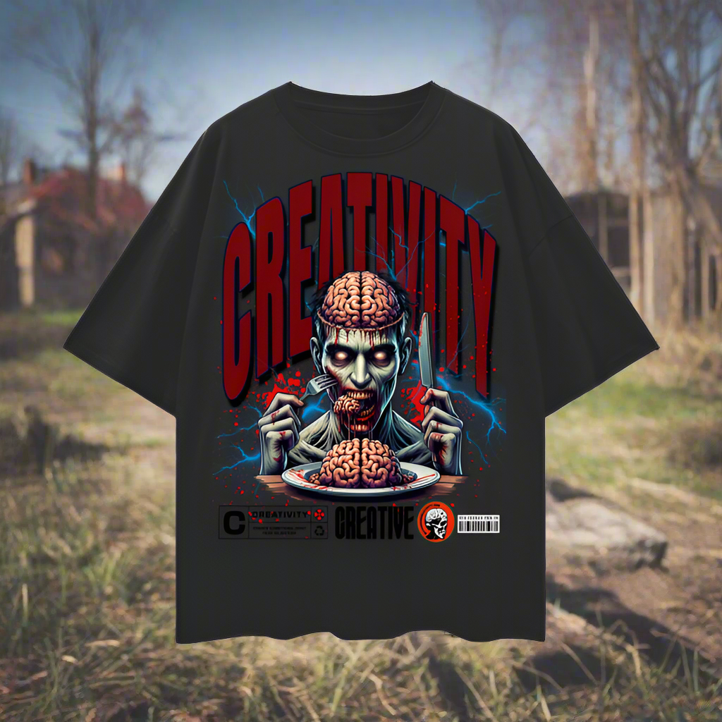 Zombie Eating Creativity Tshirt Unisex Oversized Custom T-Shirt