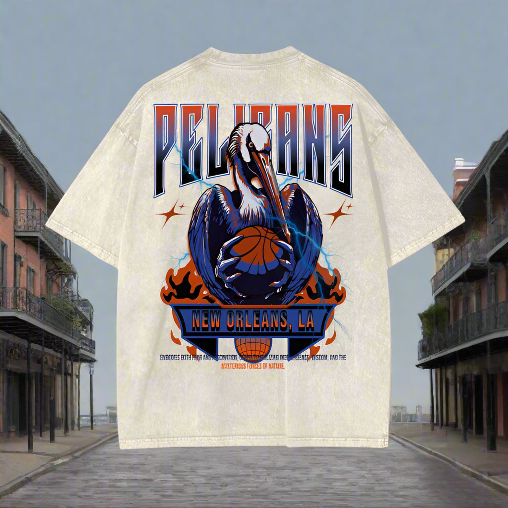 Pelicans Streetwear Oversize Deep Drop Shoulder Tee