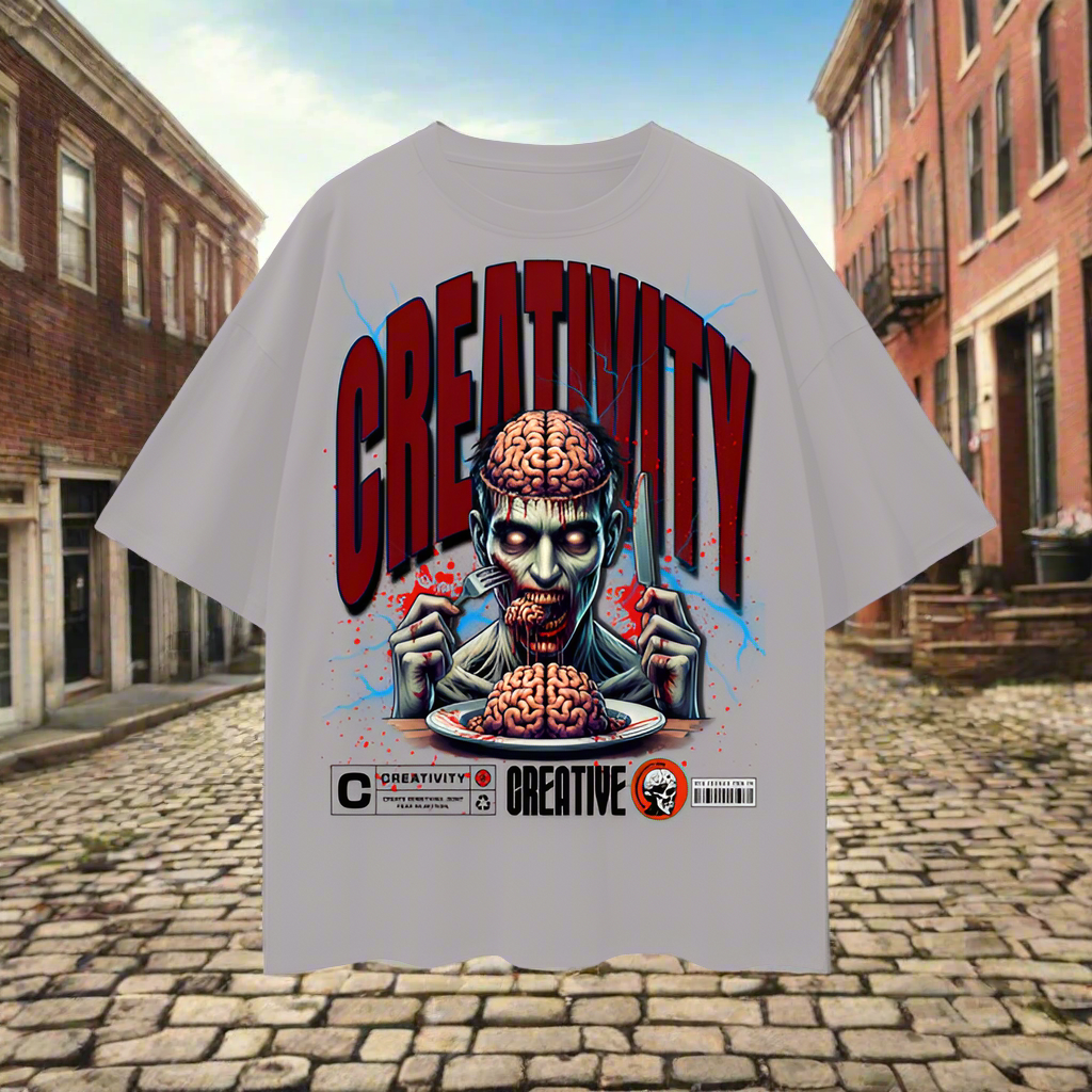 Zombie Eating Creativity Tshirt Unisex Oversized Custom T-Shirt