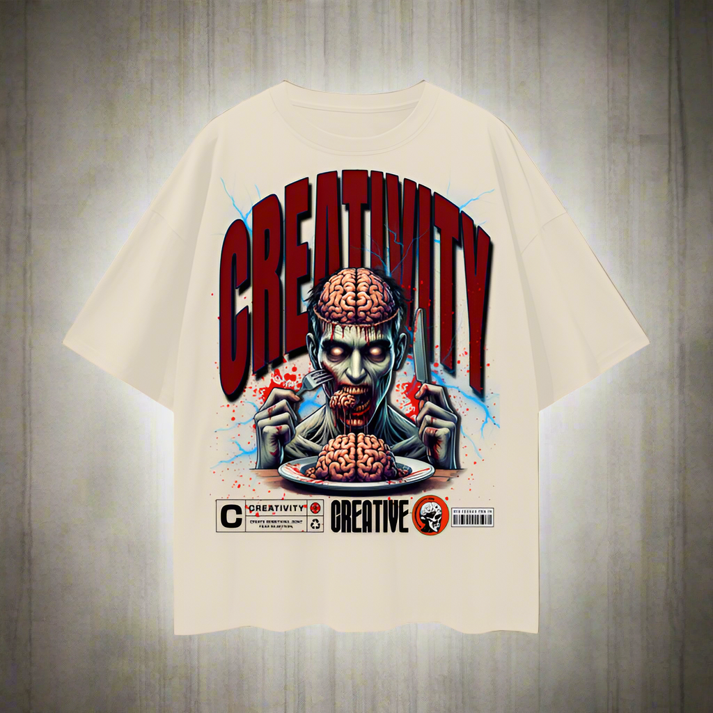 Zombie Eating Creativity Tshirt Unisex Oversized Custom T-Shirt