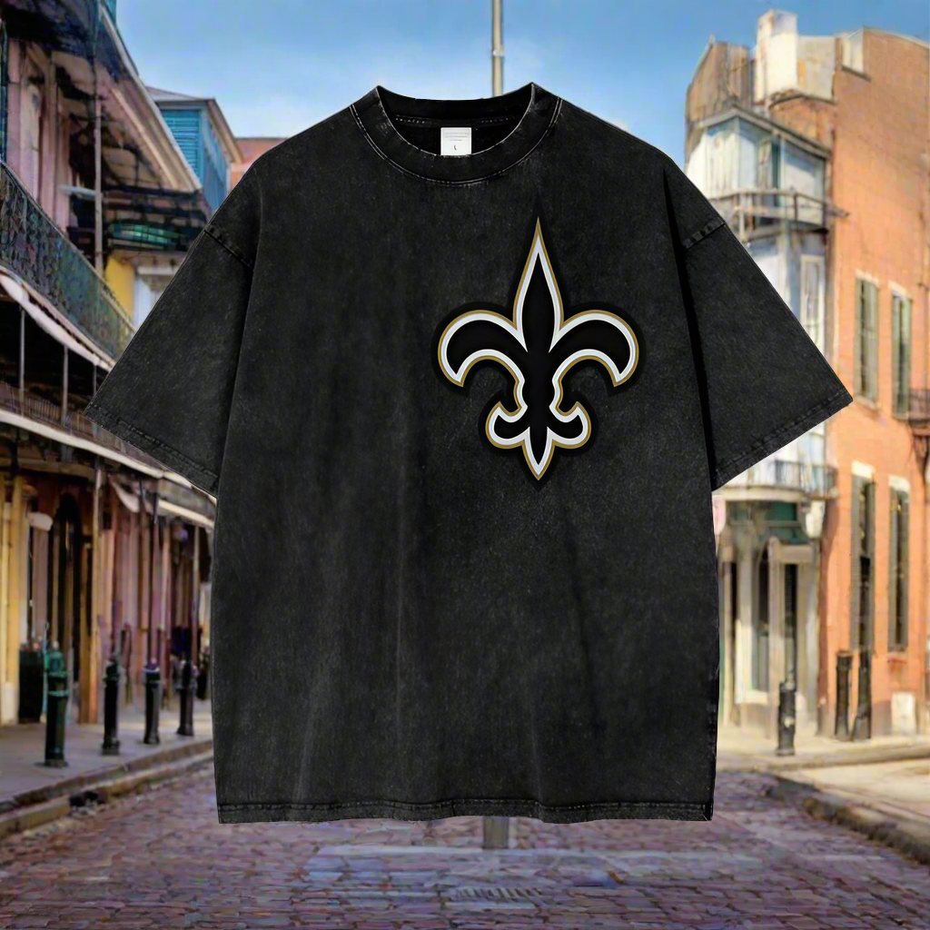Saints New Orleans Streetwear Unisex Oversized T-Shirt Nola Themed Custom Design Saints Fan T-Shirt