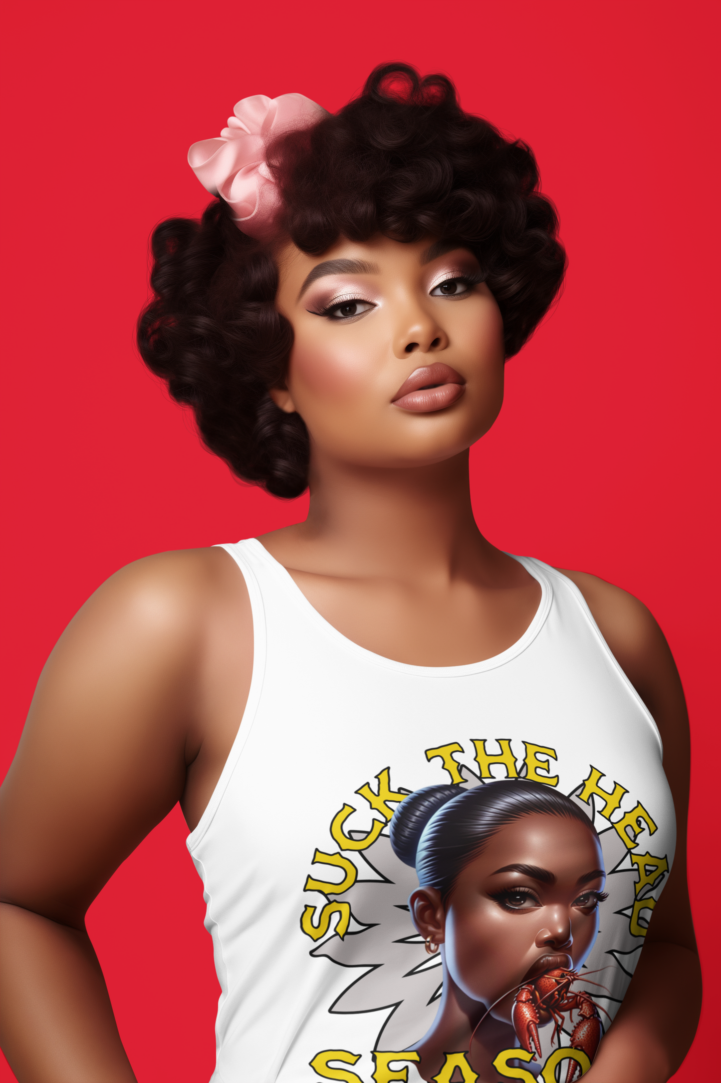 "Suck the Head" Women's Jersey Tank Top - Fun & Bold Graphic Tee for Seafood Celebrations