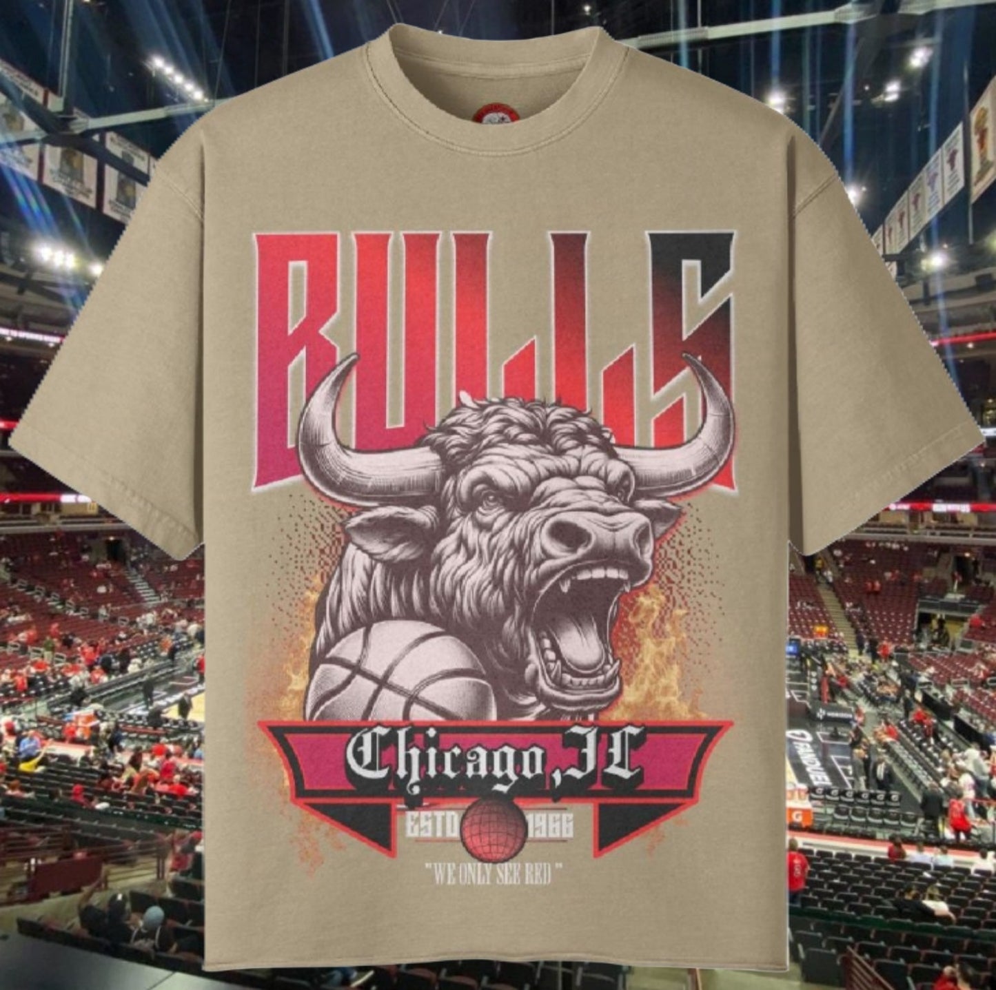 Bulls Basketball Unisex Raw-Hem Tee