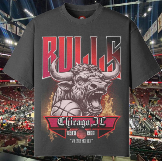 Bulls Basketball Unisex Raw-Hem Tee