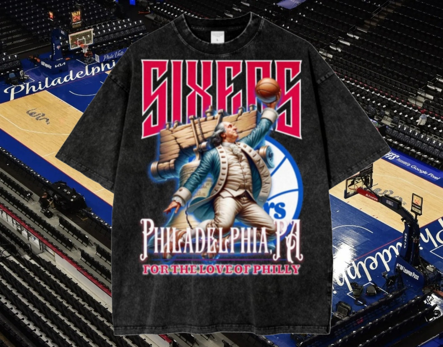 Sixers Oversize Snow Washed Unisex T-Shirt
