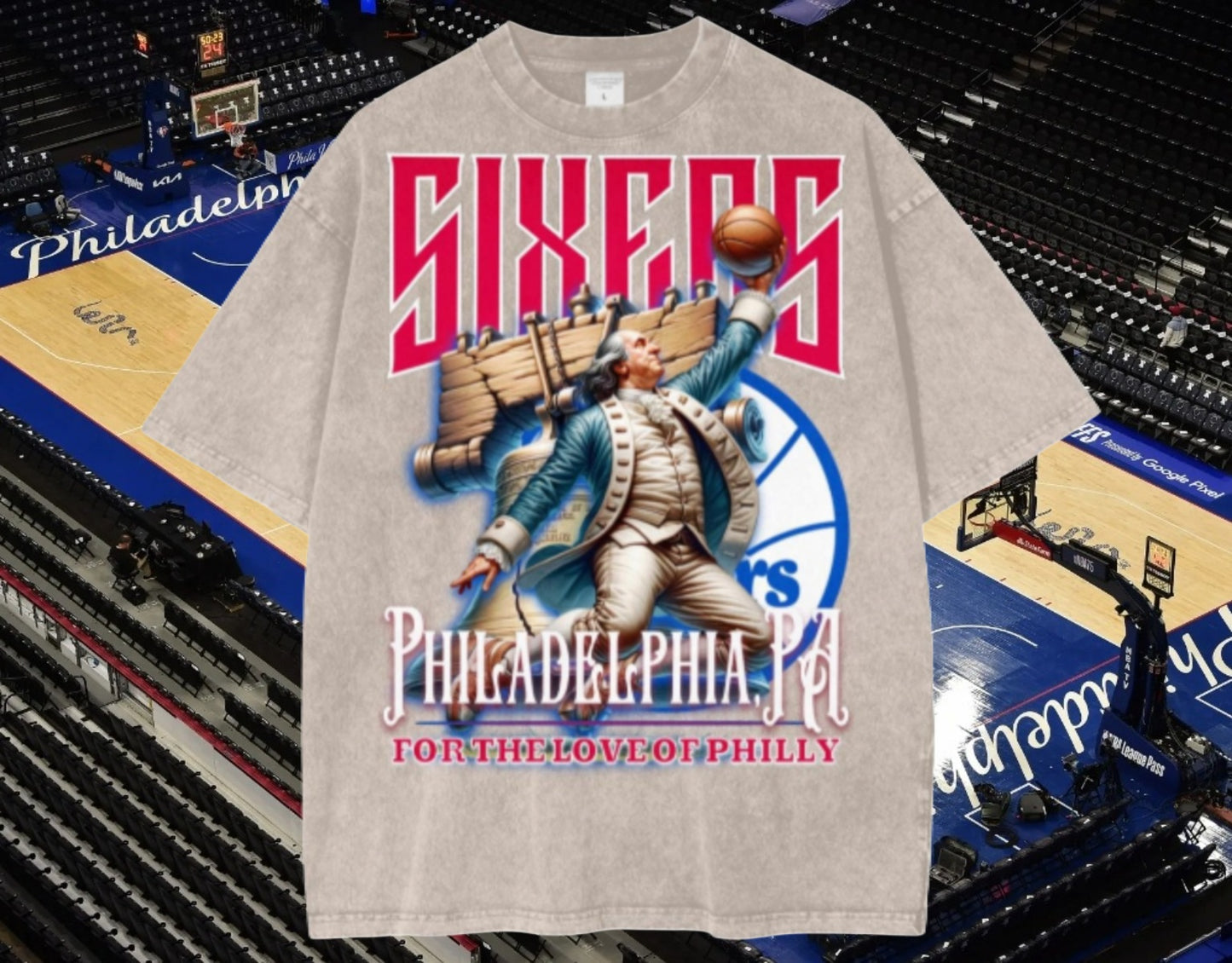 Sixers Oversize Snow Washed Unisex T-Shirt