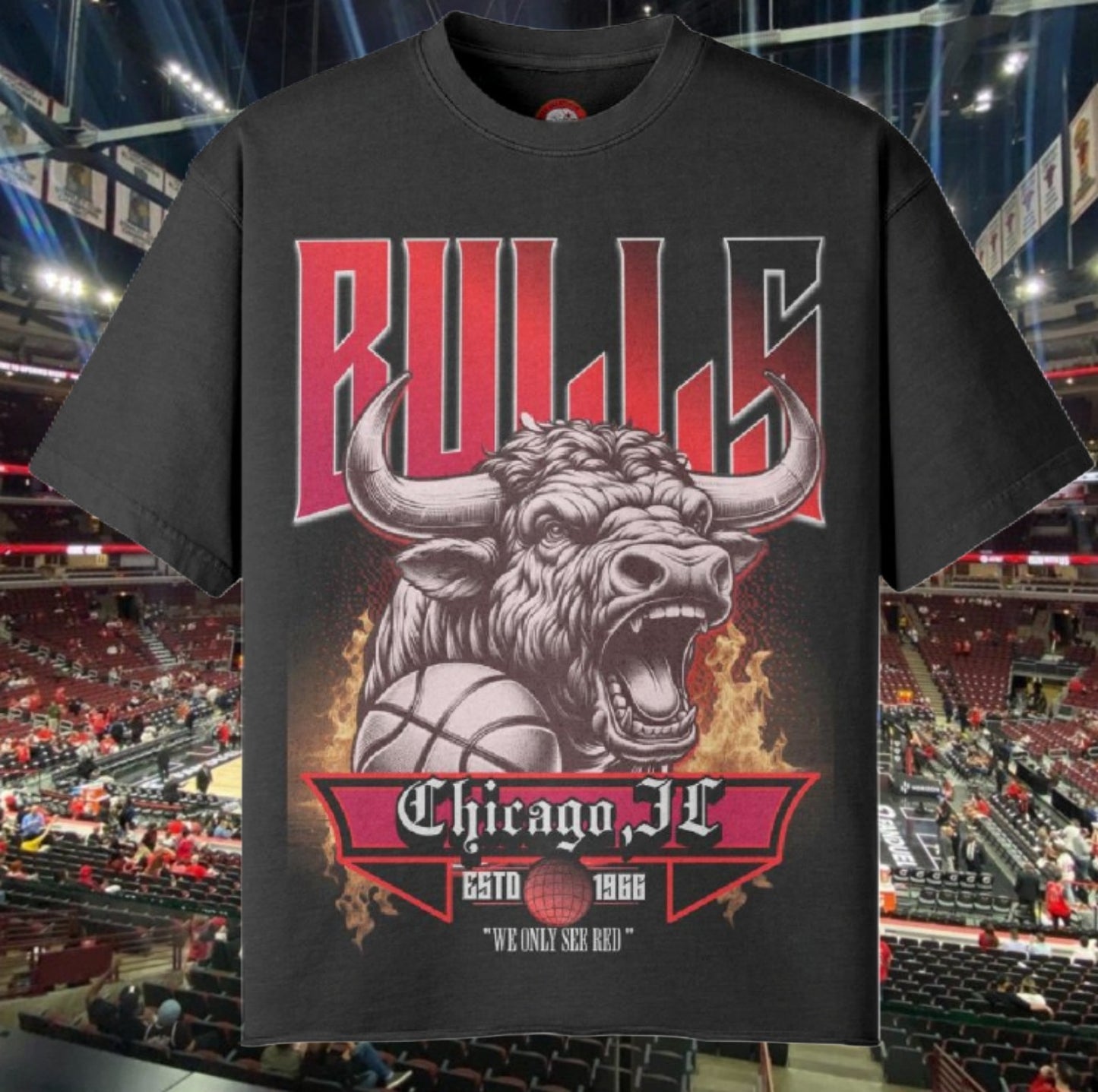 Bulls Basketball Unisex Raw-Hem Tee