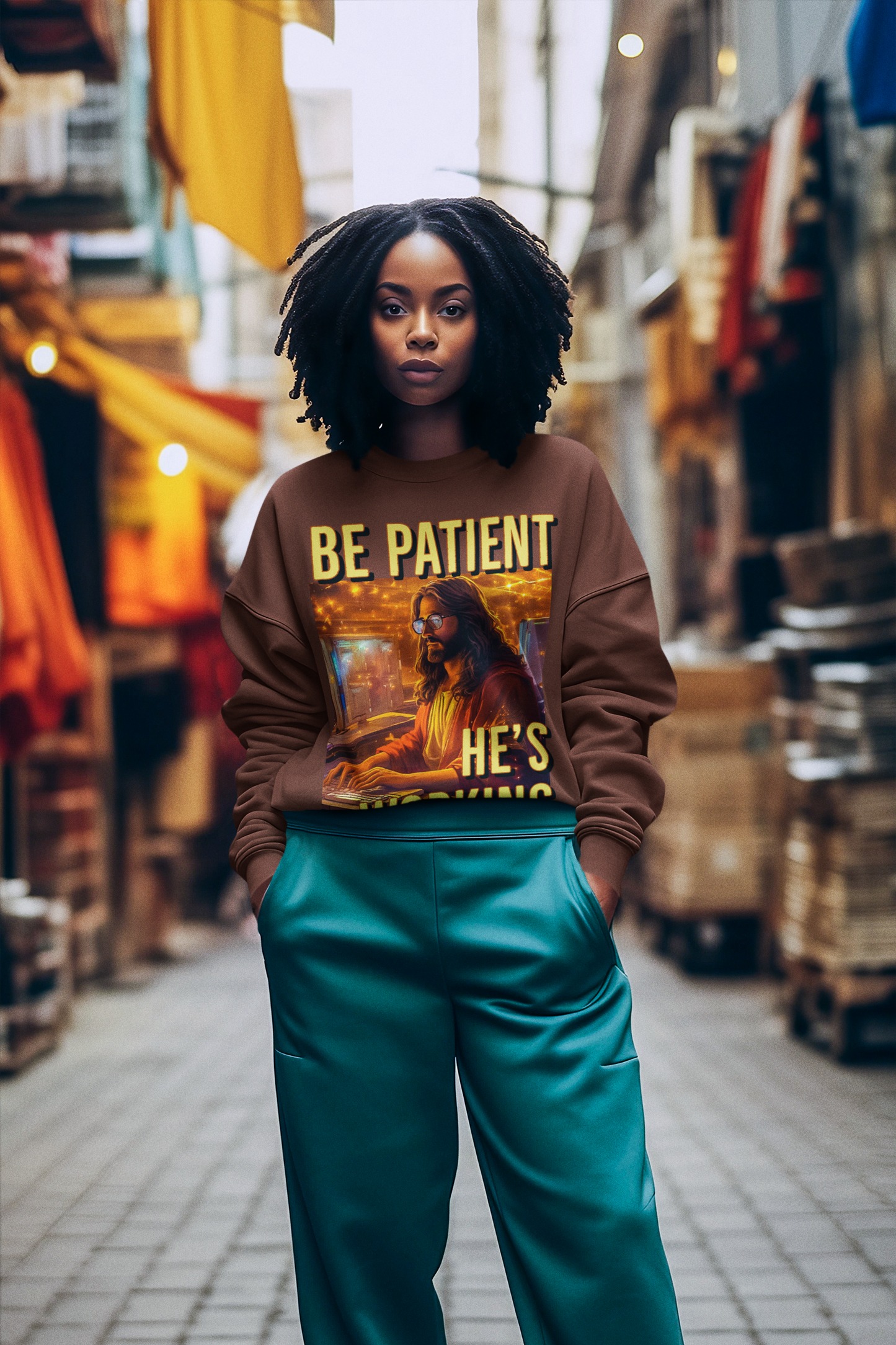 Be Patient He's/God's Working Sweatshirt Unisex Faith Based Christian Sweatshirt Jesus Themed Crewneck Sweatshirt