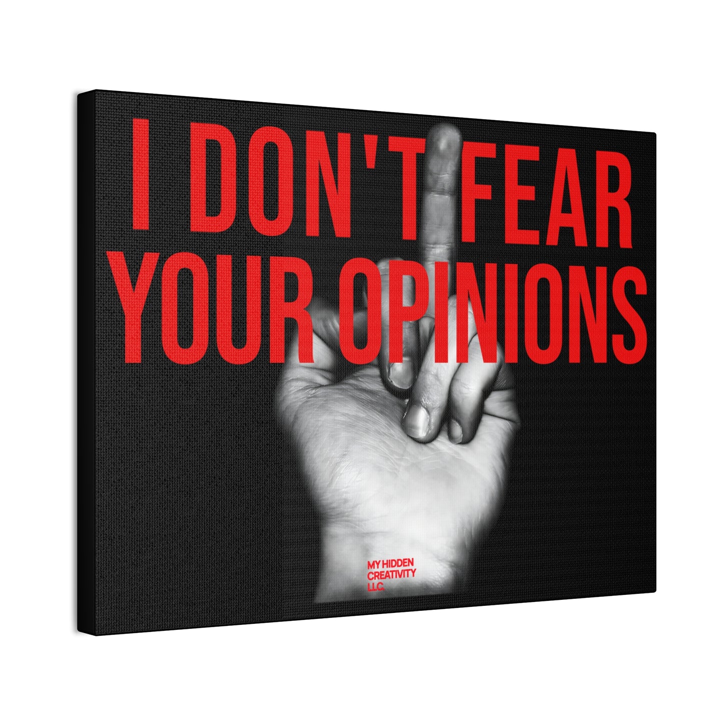 “I Don't Fear Your Opinions” Bold Red Text Wall Art