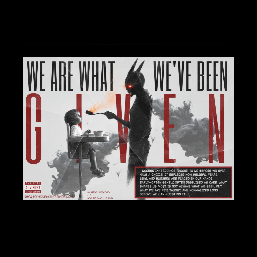 Given Poster — Dark Surreal Art Print ("We Are What We've Been Given")