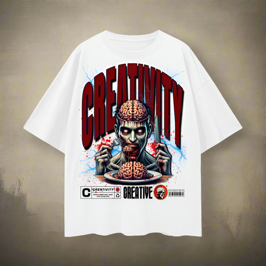 Zombie Eating Creativity Tshirt Unisex Oversized Custom T-Shirt